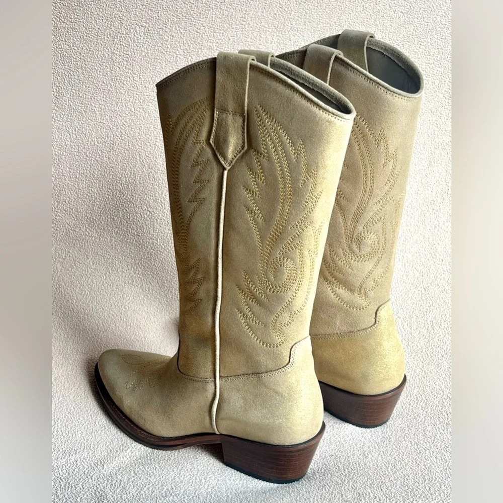 NEW Toral Western Cowgirl Boots Women’s 7 Gold Glitter Coachella Stagecoach Boho - Picture 3 of 5